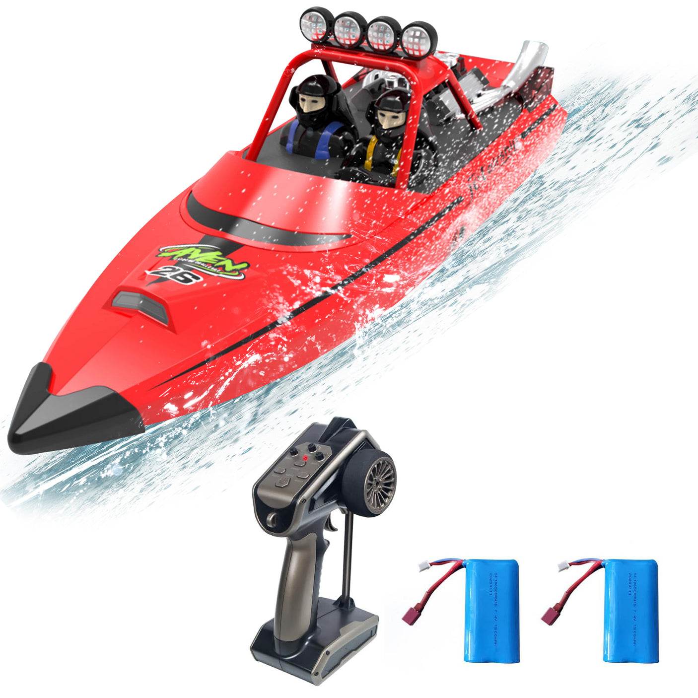 TX725 High Speed 2.4G 30KM/H Jet Boat Speedboat RC Boat with 2pcs Batteries