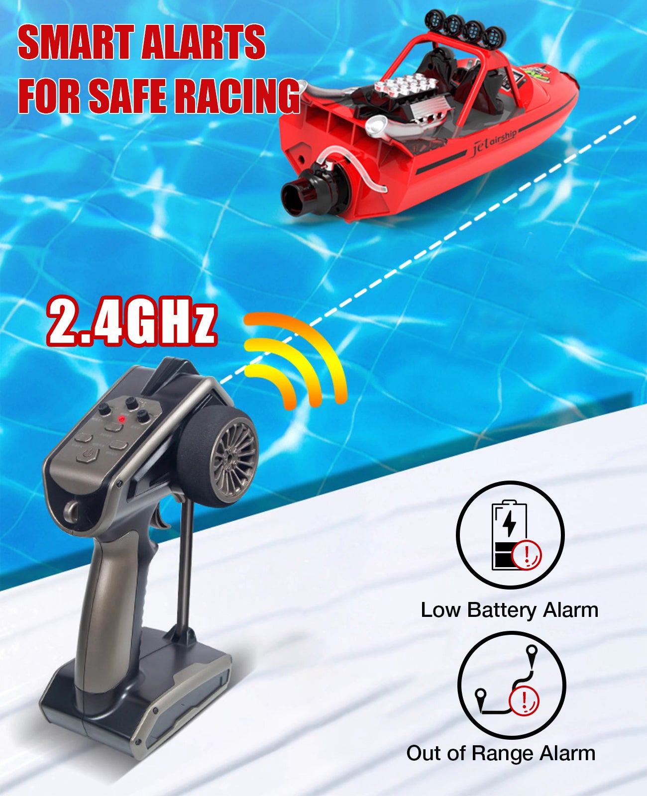 TX725 High Speed 2.4G 30KM/H Jet Boat Speedboat RC Boat with 2pcs Batteries
