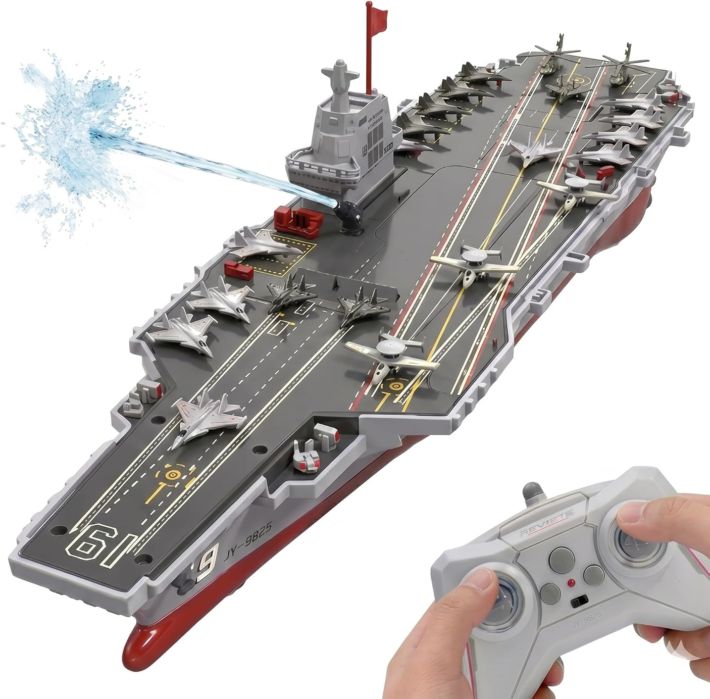 ARRIS JY-9825 16'' High Speed RC Boat Warship Battleship with Water Spray 2pcs Batteries