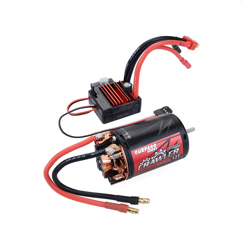 SURPASS HOBBY 50 Brushed Crawler Motor 5 Slot and 80A Brushed ESC Combo for 1/10 Cars