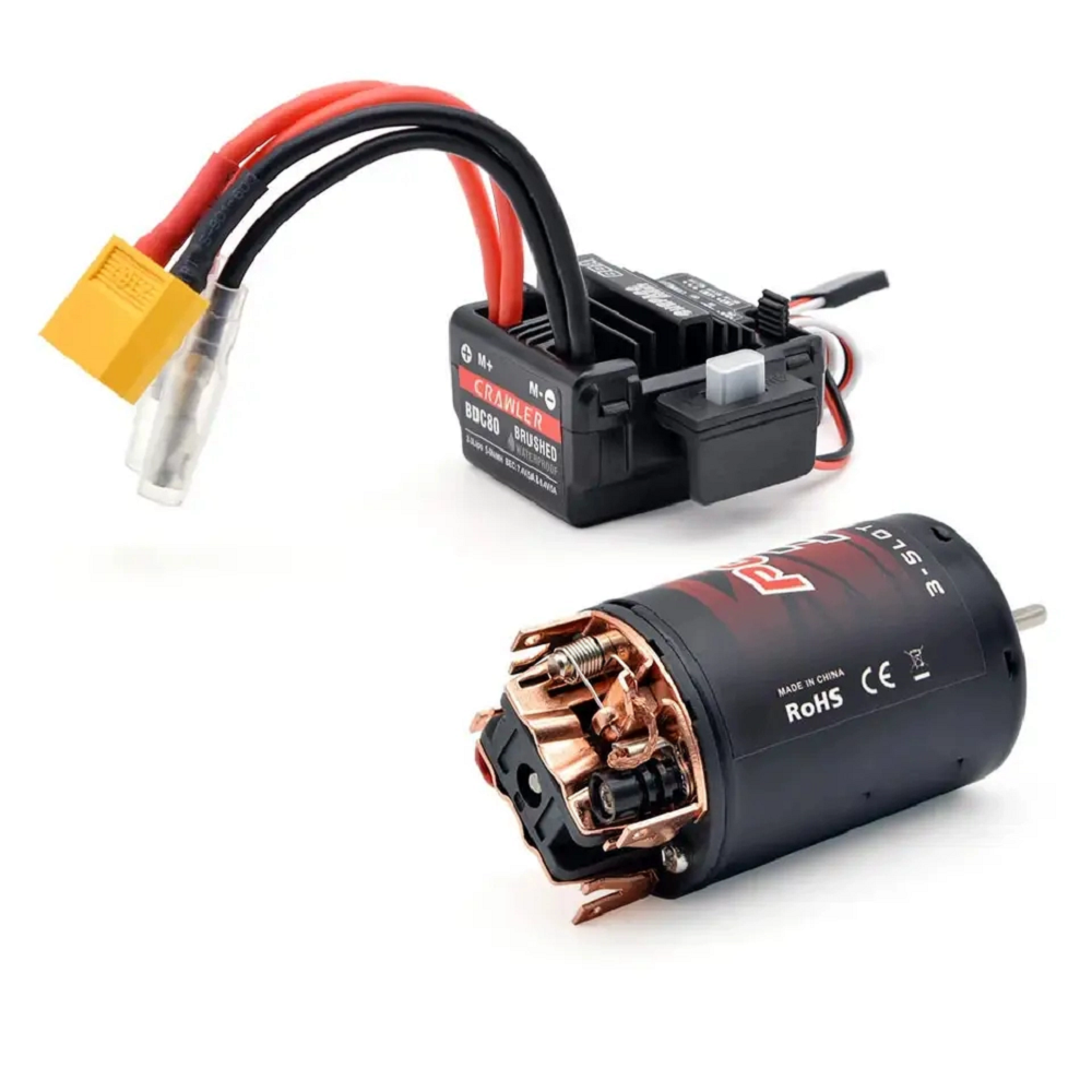 SURPASS HOBBY 50 Brushed Motor 3 Slot and 80A Brushed ESC Combo 12T 14T 20T 25T for RC Crawler Car
