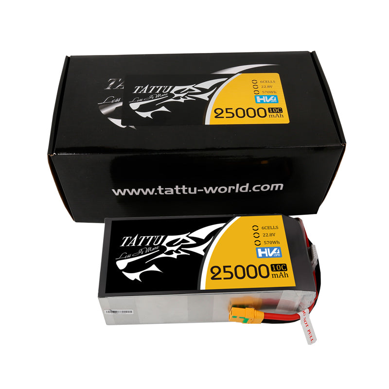 TATTU HV 25000mAh 10C 22.8V 6S1P High Voltage Lipo Battery Pack for UAV Industrial Drone(2PCS)