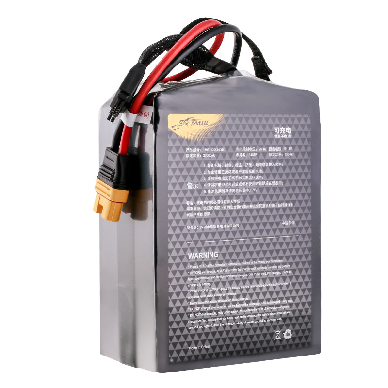 TATTU NCM 811 Semi Solid 30000mAh 5C 51.8V 14S1P Lipo Battery with AS150U Plug for UAV Drone