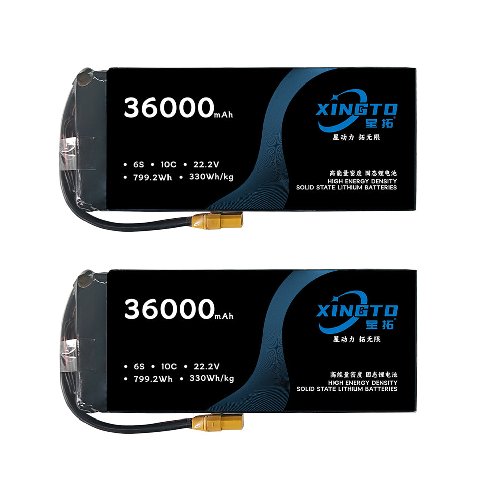 XINGTO 6S 22.2V 36000mah 10C Lipo Battery 330Wh/kg High Density Semi Solid-State Lithium Battery M1200 Battery(2 PCS)