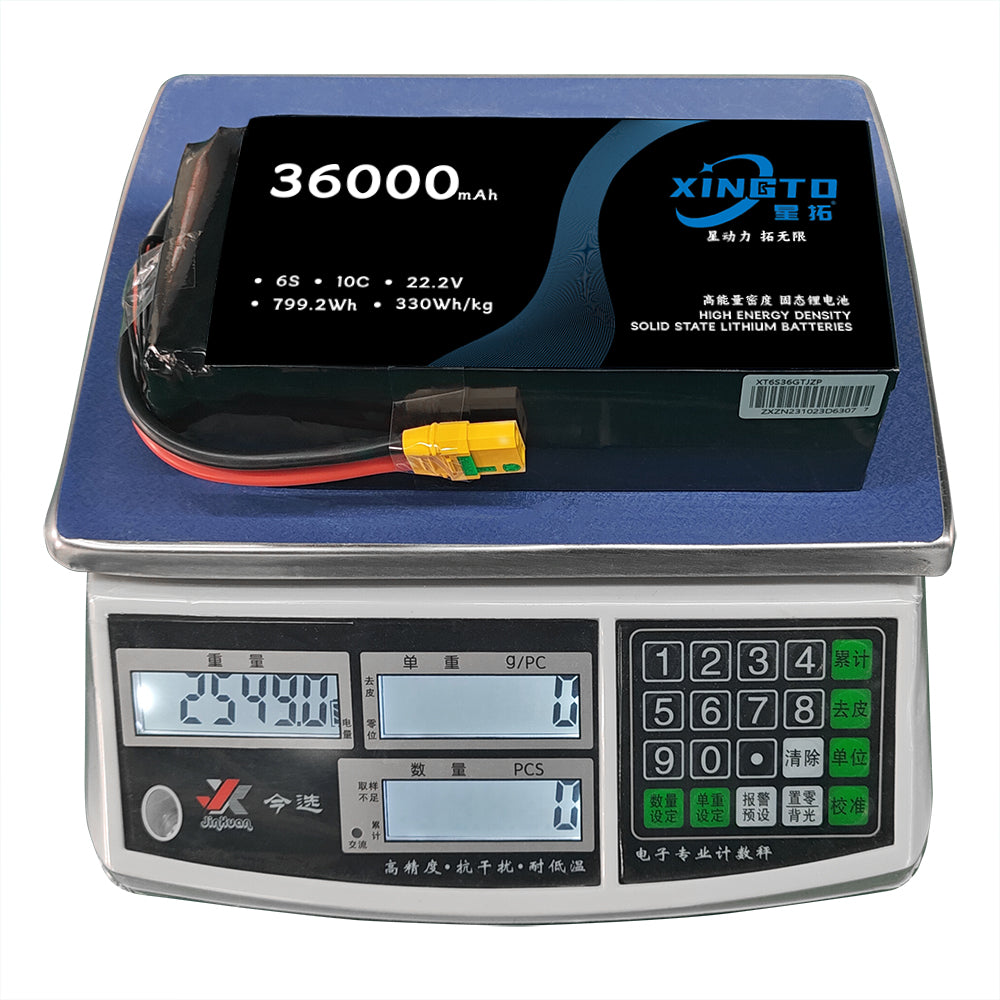 XINGTO 6S 22.2V 36000mah 10C Lipo Battery 330Wh/kg High Density Semi Solid-State Lithium Battery M1200 Battery(2 PCS)