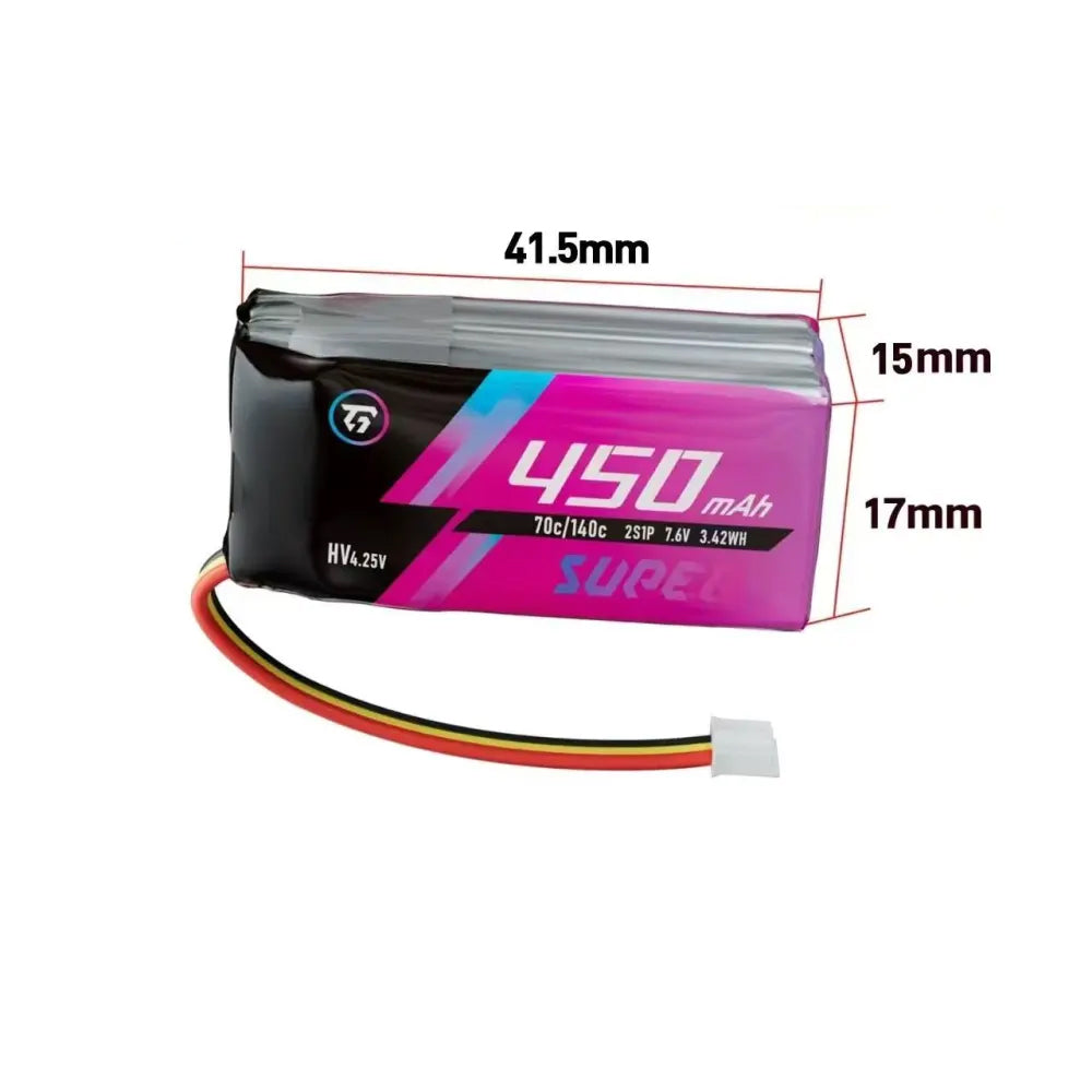 TG Super 450Mah 2S 7.6V 70C Lipo Battery PH2.0 Connector for MINI-Z RC Drift Car