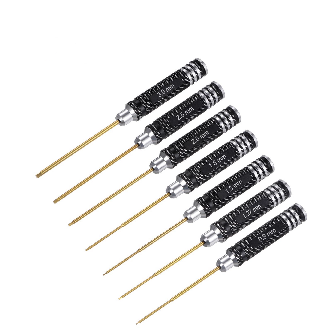 Black Round Titanium-Plated Hexagonal Screwdriver Set for model car and ship Repair(7PCS)
