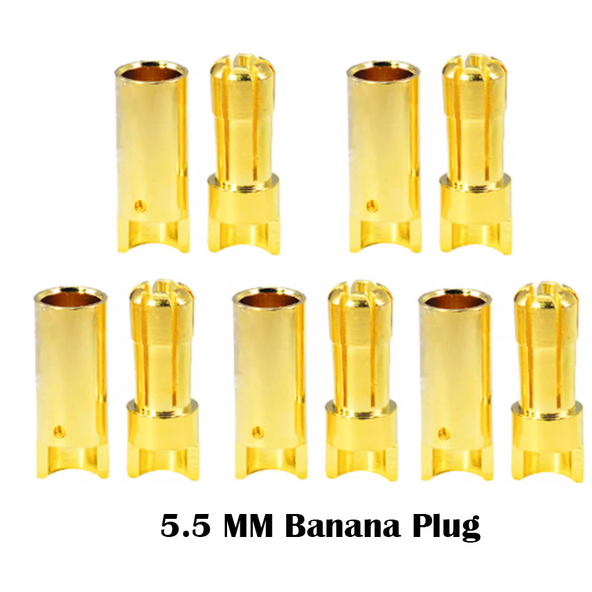 5.5mm Bullet Connector Gold Plated Banana Plug Connector (5pair)