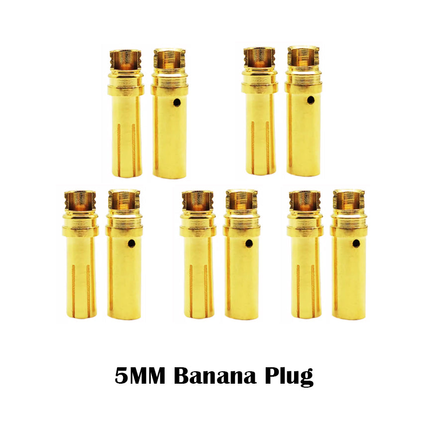 5mm Bullet Connector Gold Plated Banana Plug Connector (5pair)