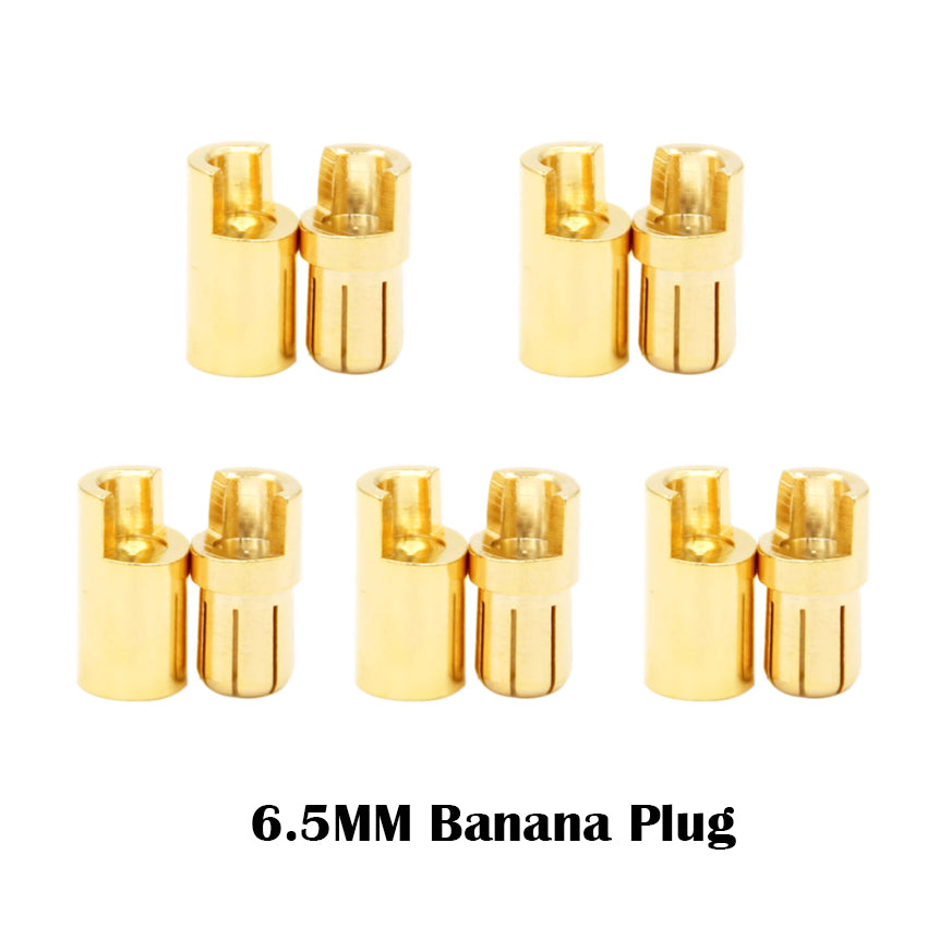 6.5mm Bullet Connector Gold Plated Banana Plug Connector (5pair)