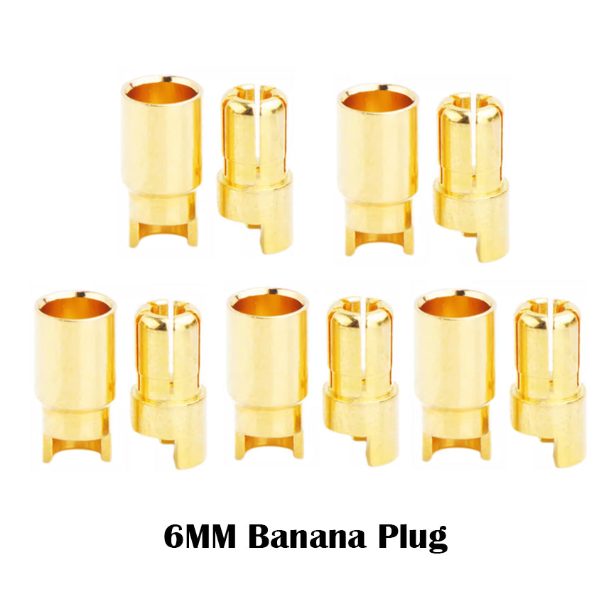 6mm Bullet Connector Gold Plated Banana Plug Connector (5pair)