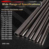 25mm O.D. 22mm I.D. 25x22x500mm 25mm 3K Roll Wrapped 100% Pure Round Carbon Tubes (2 PCS)