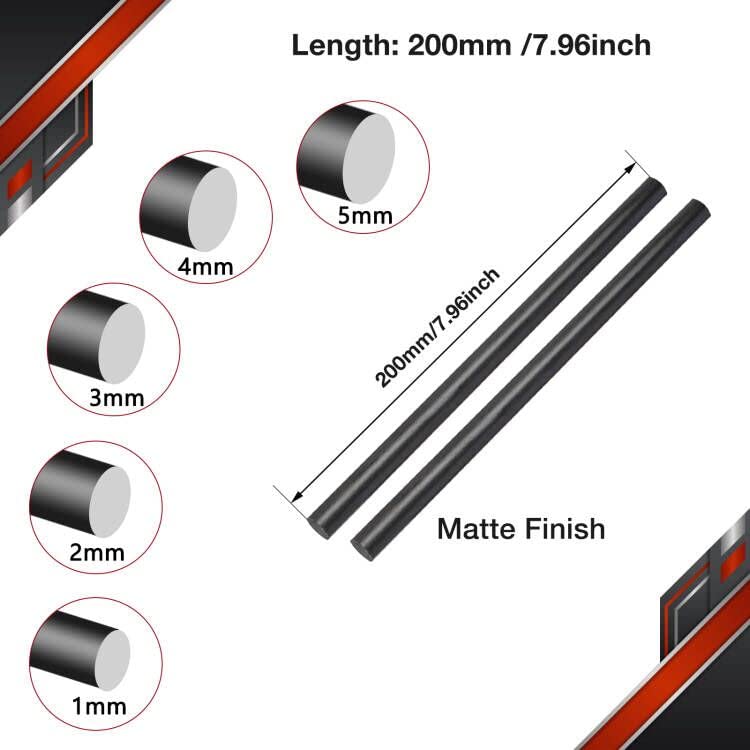 500mm ARRIS Carbon Fiber Rod for RC Airplane DIY Craft 1mm to 10mm Matte Pole 5PCS