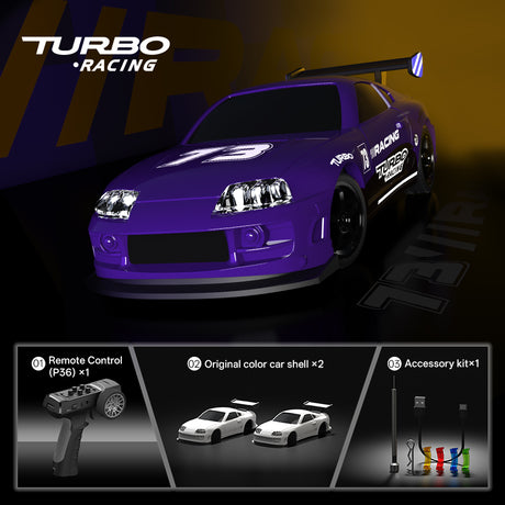 Turbo Racing C73 1:76  2.4G Sports Mini RWD RC Racing Car RTR - Purple