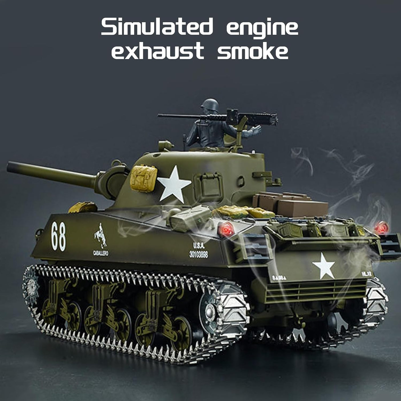 Henglong 1:16  3898-1 Professional US M4A3 Sherman RC Main Battle Tank RTR