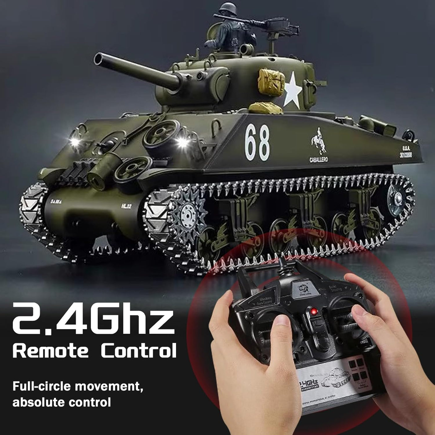 Henglong 1:16  3898-1 Professional US M4A3 Sherman RC Main Battle Tank RTR