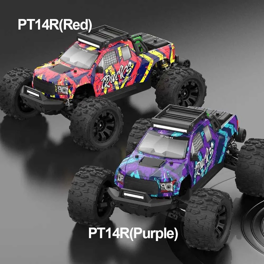 JIUSI PT14R 1/14 4WD Brushless RC Racing Truck High-Speed Off-Road RC Car RTR with 3pcs Battery