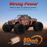 JIUSI PT14R 1/14 4WD Brushless RC Racing Truck High-Speed Off-Road RC Car RTR with 3pcs Battery