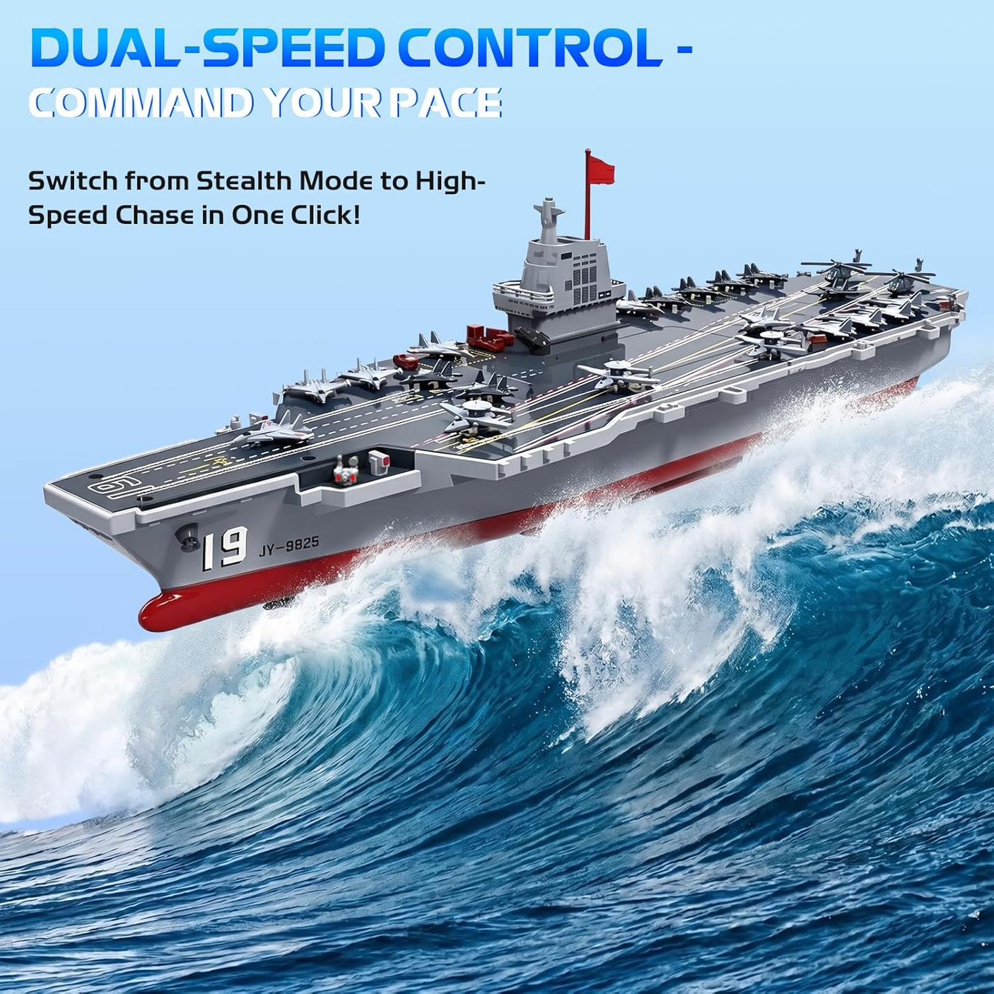 ARRIS JY-9825 16'' High Speed RC Boat Warship Battleship with Water Spray 2pcs Batteries