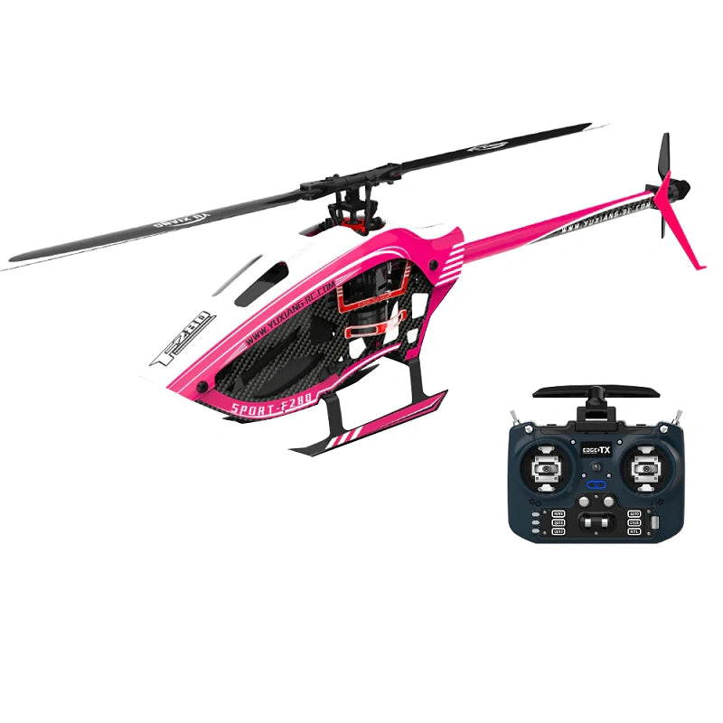 YXZNRC F280 2.4G 6CH 6 Axis Gyro 3D6G Dual Brushless RC Helicopter RTF Pink RTF 3B
