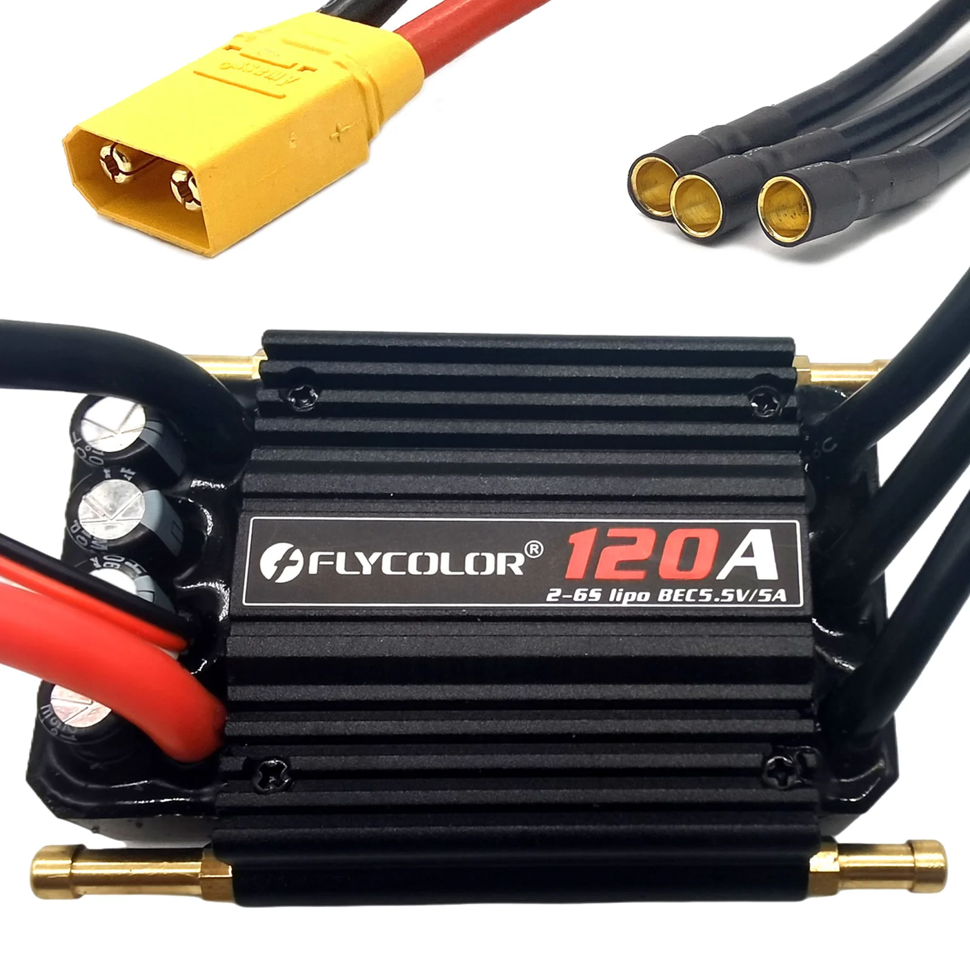 Flycolor 12OA 2-6S Water- Cooled Waterproof ESC for RC Boat Ship 5.5V/5A BEC