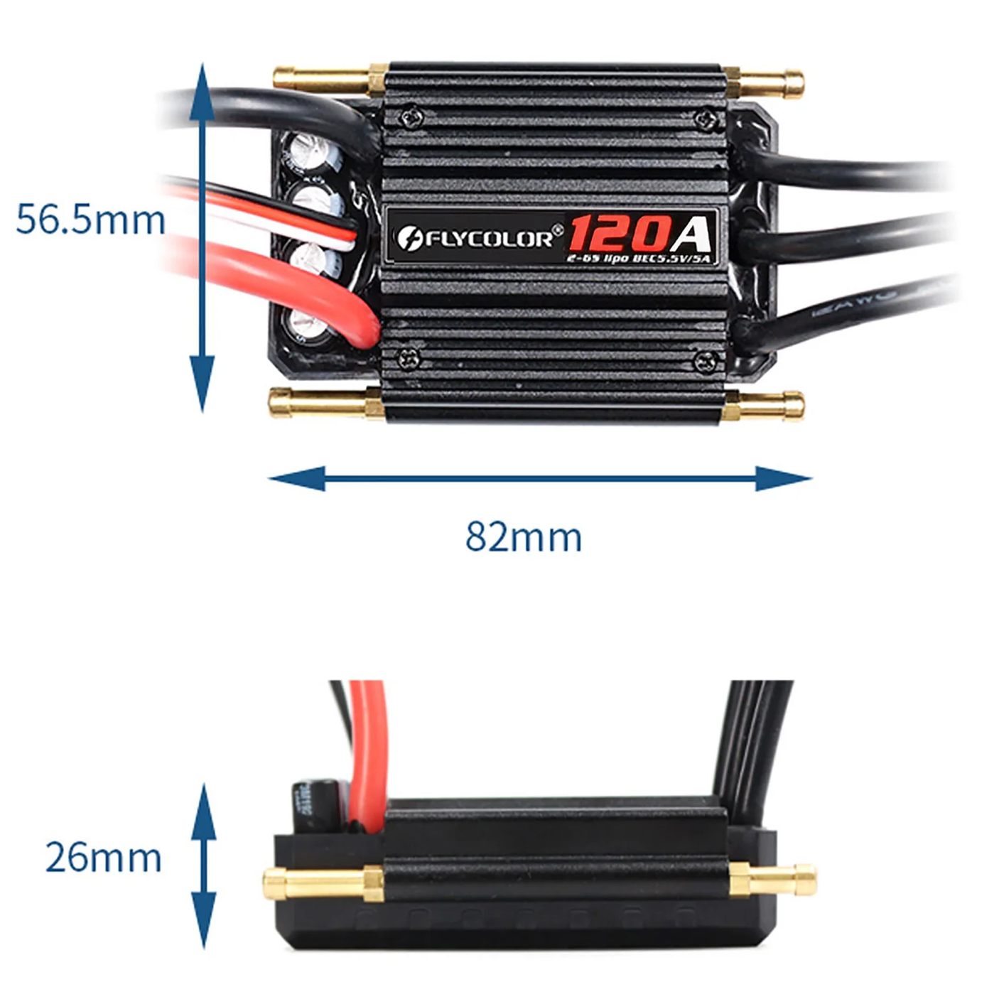 Flycolor 12OA 2-6S Water- Cooled Waterproof ESC for RC Boat Ship 5.5V/5A BEC