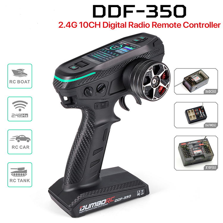 DUMBORC DDF-350 10CH RC Remote Controller 10 Channel 2.4Ghz Transmitter with M1 Handwheel