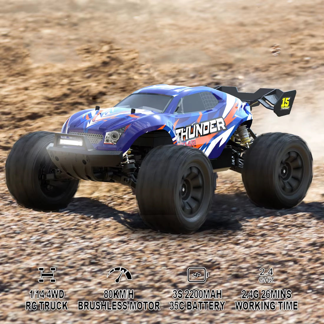 JIUSI MT14R 1/14 4WD Brushless RC Racing Truck – 80km/h High-Speed