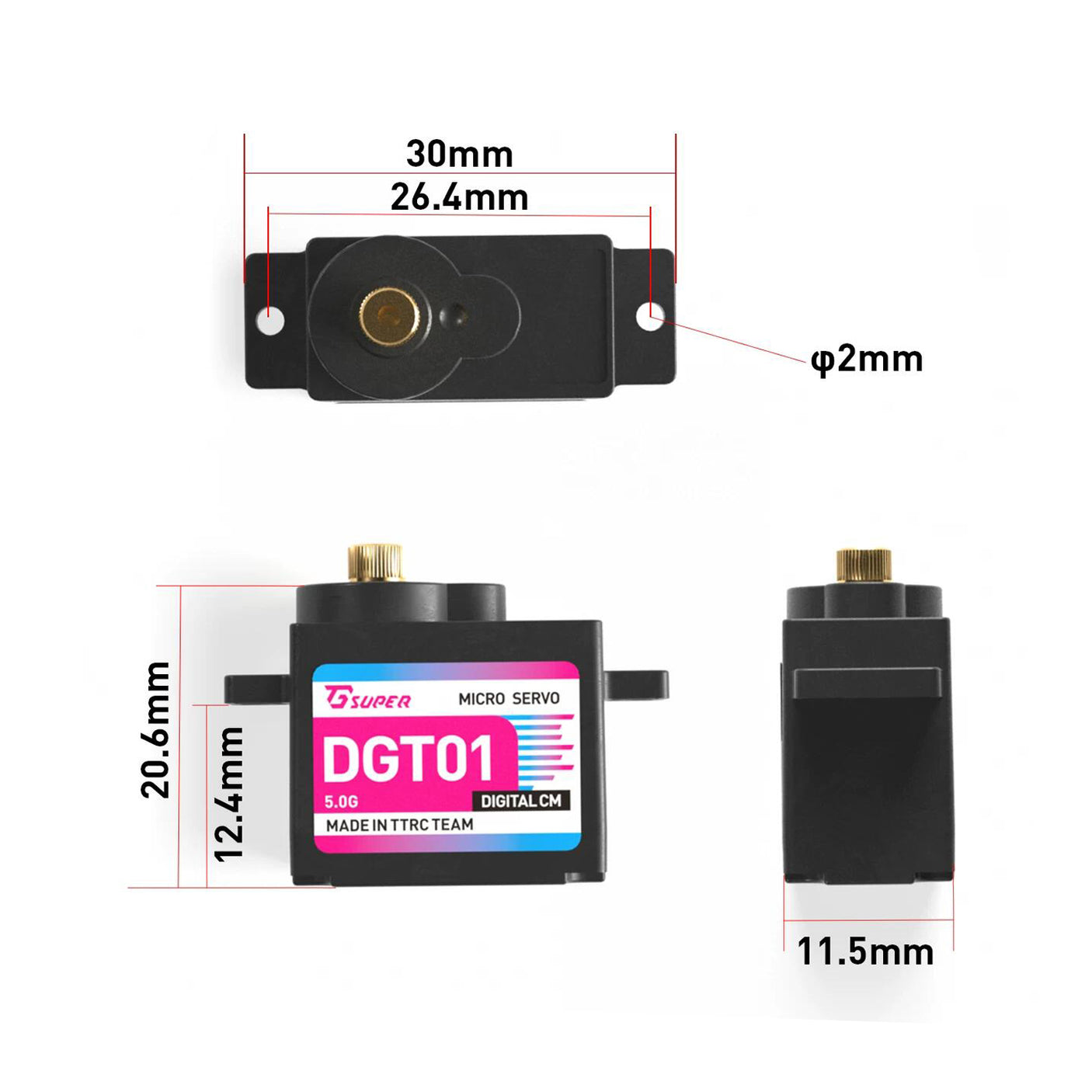 TG Super 5g All-Metal Copper Gear Servo with Plastic Shell ZH1.5 Plug