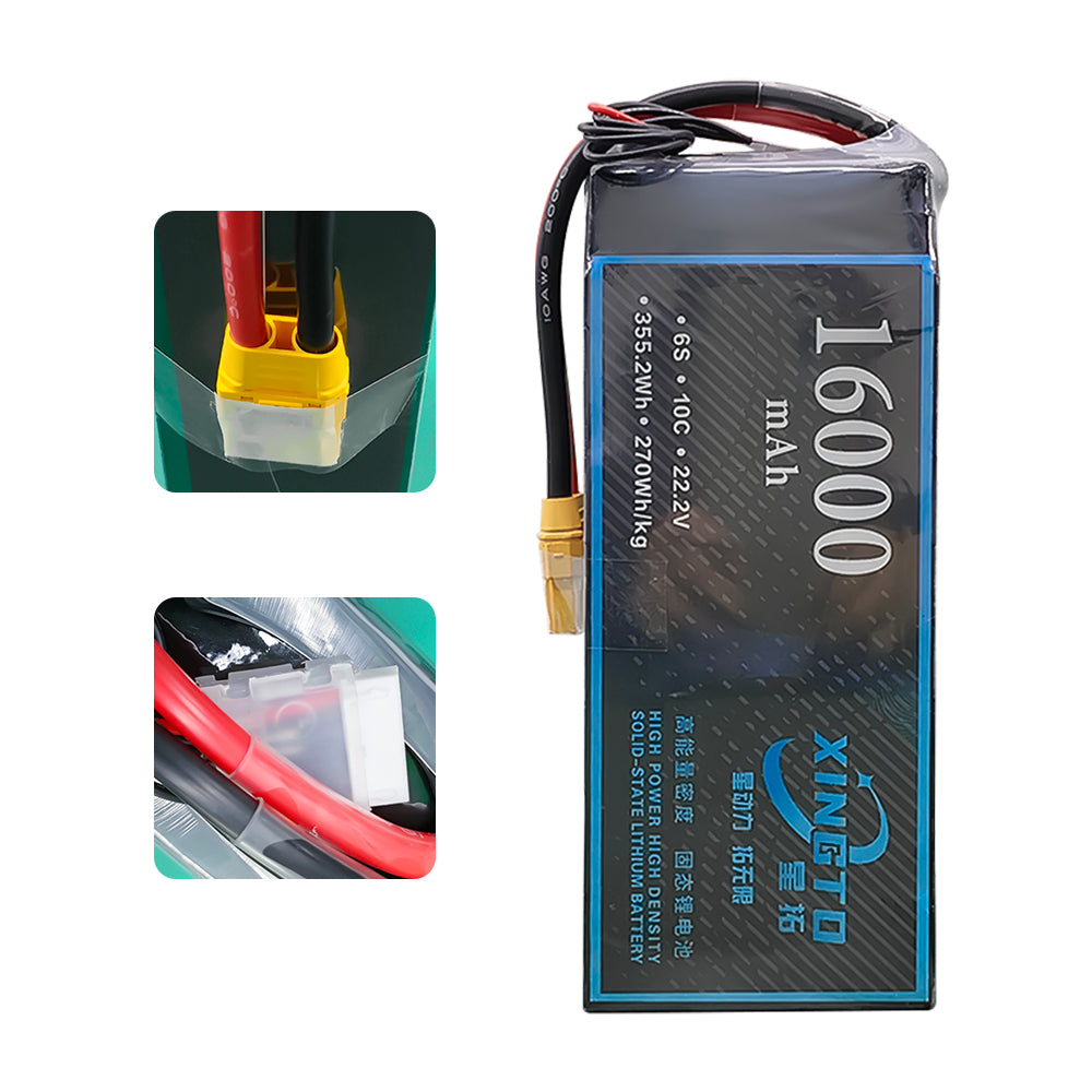 XINGTO 6S 22.2V 16000mah 10C Lipo Battery High Density Semi Solid-State Lithium Battery