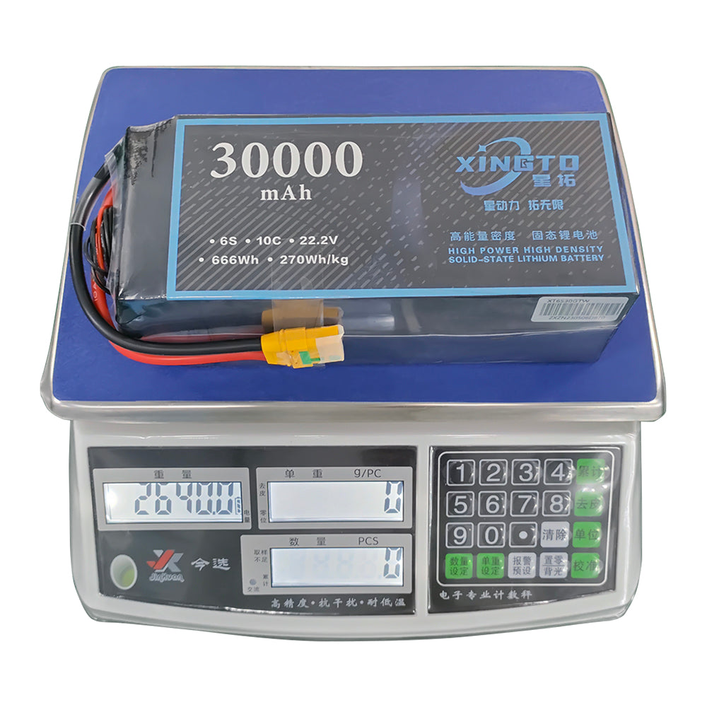 XINGTO 6S 22.2V 30000mah 10C Lipo Battery High Density Semi Solid-State Lithium Battery