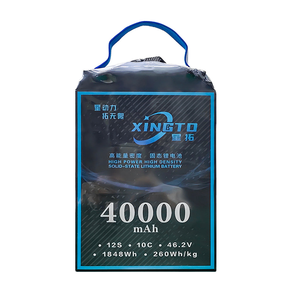 XINGTO 12S 46.2V 40000mAh 10C Lipo Battery 260 wh/kg High Density Semi Solid-State Lithium Battery