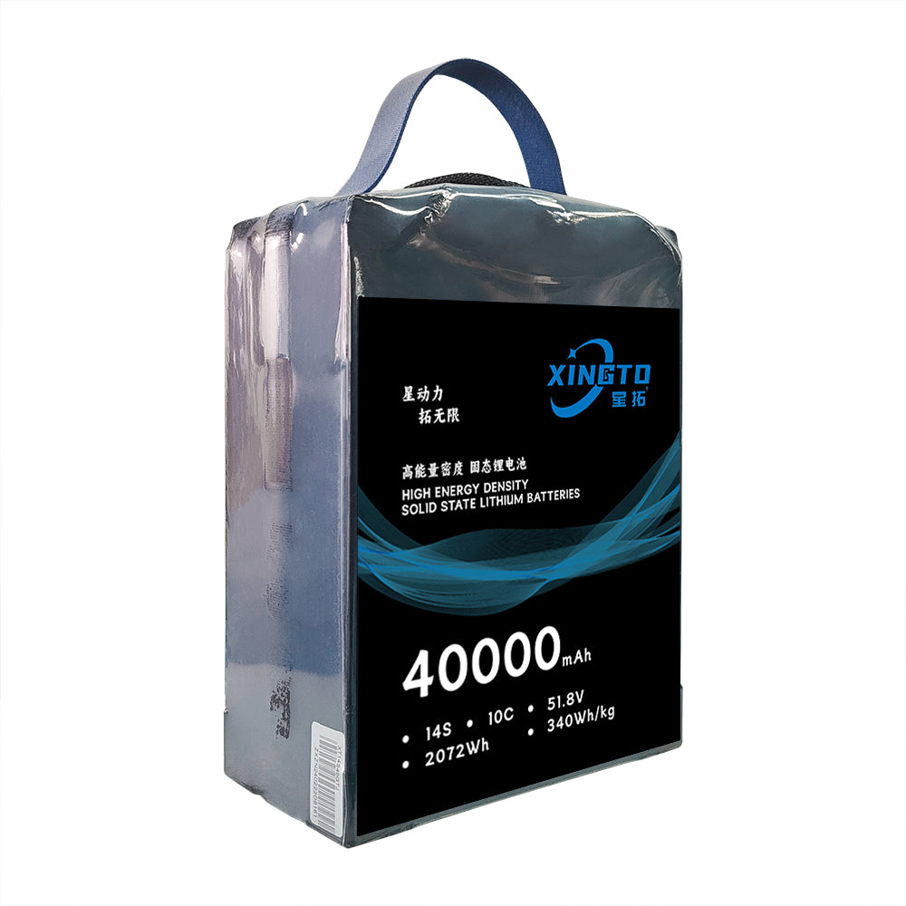 XINGTO 14S 51.8V 40000mAh 10C Lipo Battery 340wh/kg High Density Semi Solid-State Lithium Battery