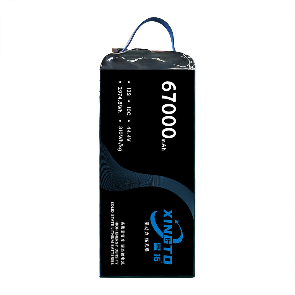 XINGTO 12S 44.4V 67000mAh 10C Lipo Battery 310 wh/kg High Density Semi Solid-State Lithium Battery