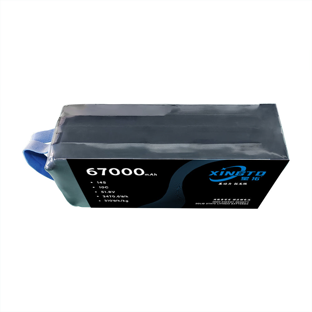 XINGTO 14S 51.8V 67000mAh 10C Lipo Battery 310 wh/kg High Density Semi Solid-State Lithium Battery