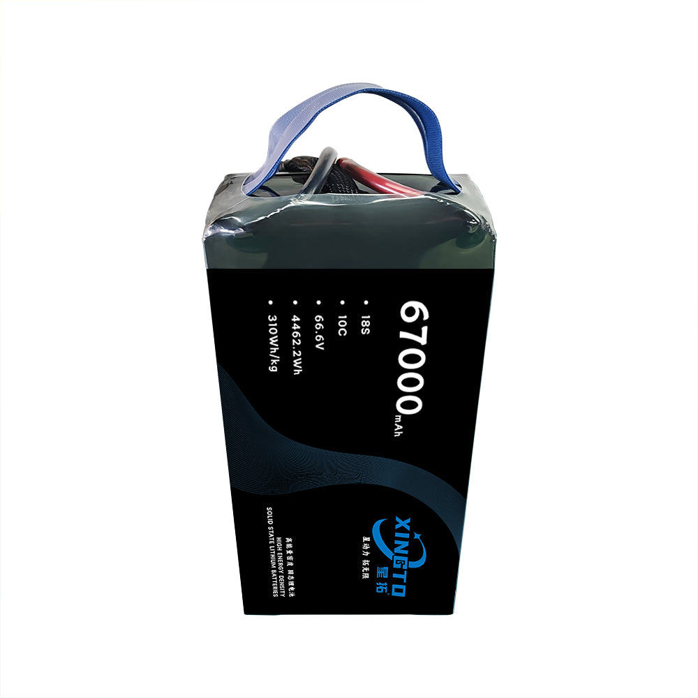 XINGTO 18S 66.6V 67000mAh 10C Lipo Battery 310 wh/kg High Density Semi Solid-State Lithium Battery