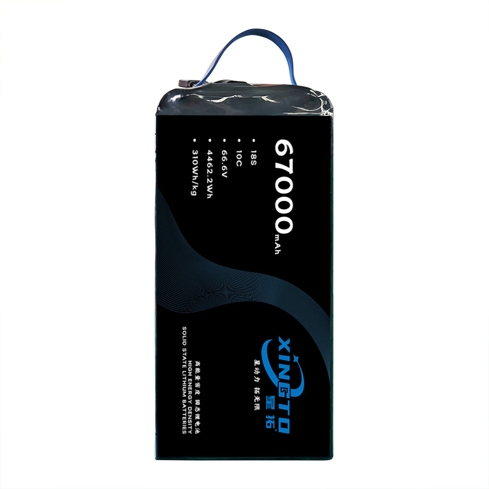 XINGTO 18S 66.6V 67000mAh 10C Lipo Battery 310 wh/kg High Density Semi Solid-State Lithium Battery