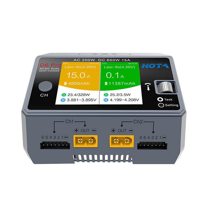 HOTA D6 Pro AC200W DC650W 15A Dual Port Smart Battery Charger for