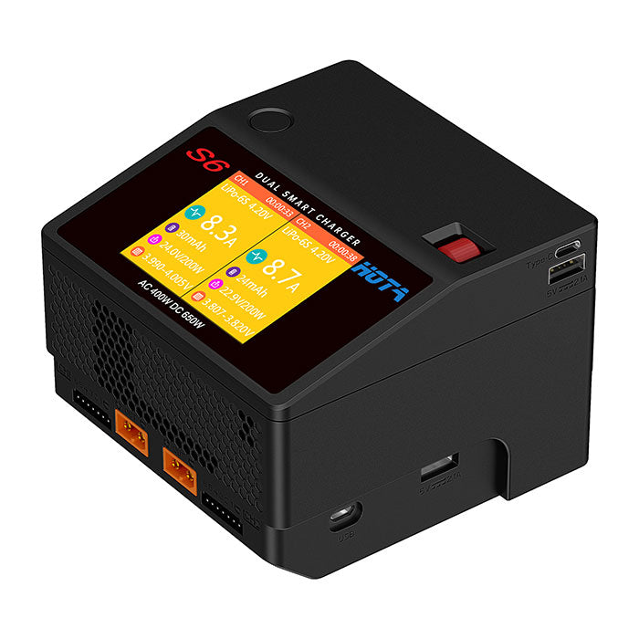 HOTA S6 AC400W DC650W 15A Dual Channel Smart Battery Charger for 1-6S Battery