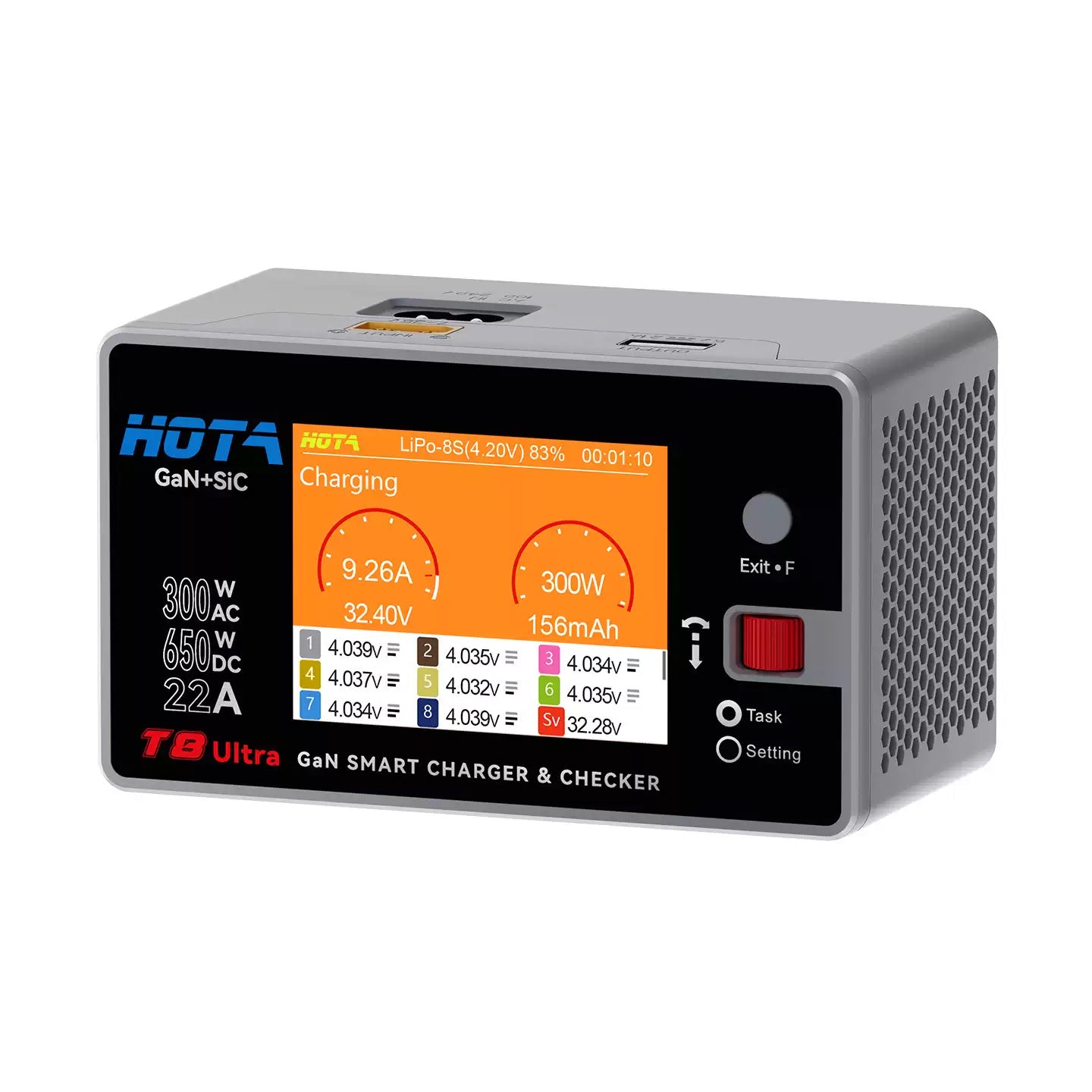HOTA T8 Ultra GaN AC/DC Smart Charger for 1-8S LiPo LiHV LiFe Li
