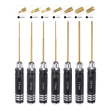 Black Round Titanium-Plated Hexagonal Screwdriver Set for model car and ship Repair(7PCS)