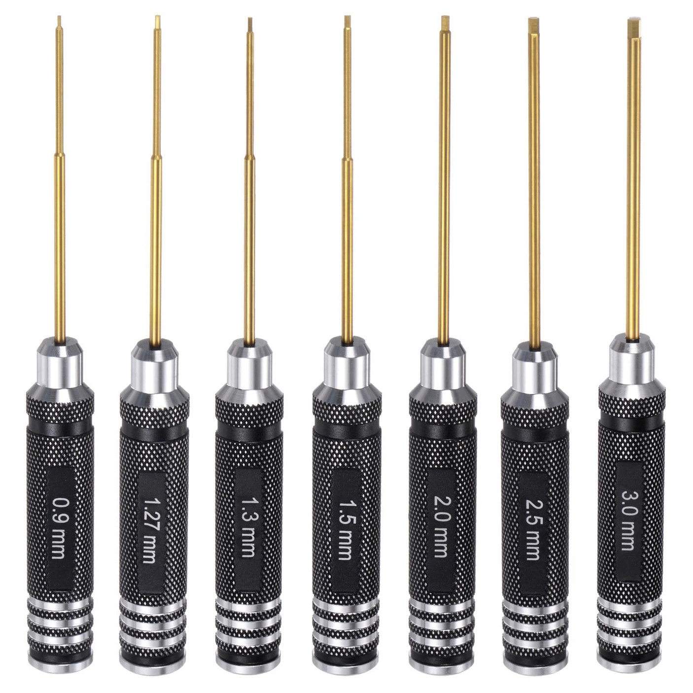 Black Round Titanium-Plated Hexagonal Screwdriver Set for model car and ship Repair(7PCS)